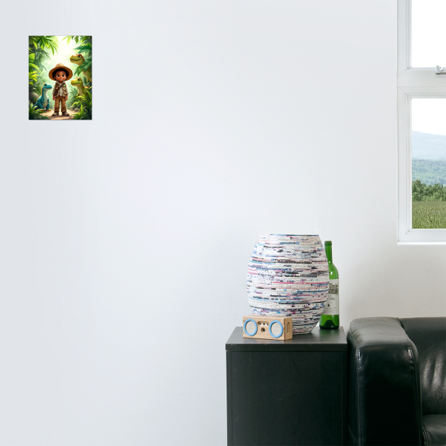 Dino Explorer, African American Children's Poster by UrbanLifeApparel